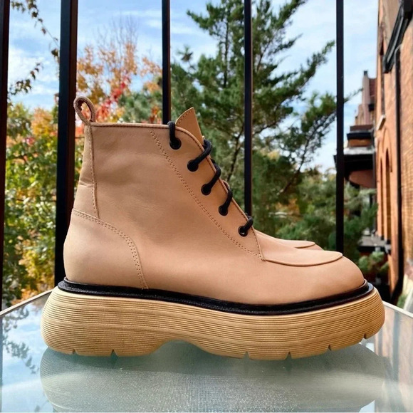 New Free People Platform Ankle Boots Shoes Mara Lace Up in Brown Tan Womens US 9 - Picture 5 of 13